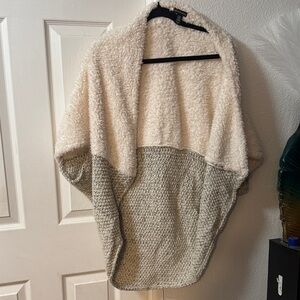 Saks Fifth Avenue Cream and Gray Poncho